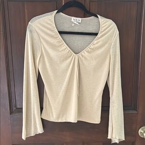 Cream Ruched Long Sleeve Blouse